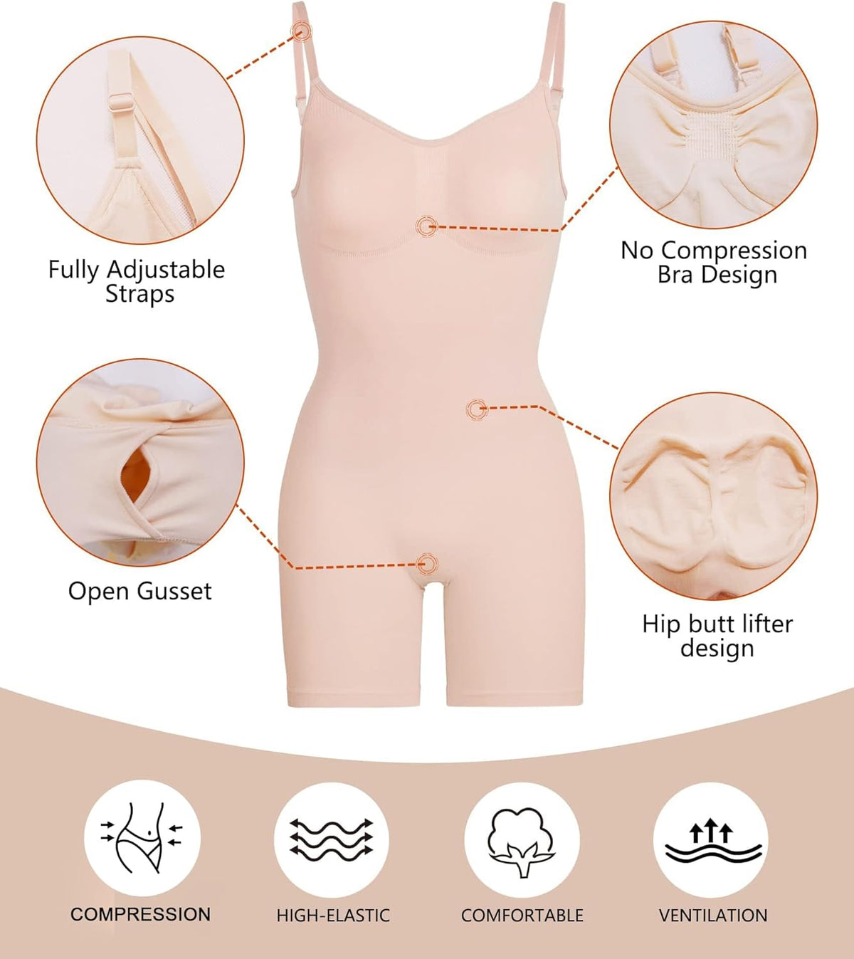 SculptAura™ Seamless Shapewear Bodysuit – Tummy Control Body Shaper