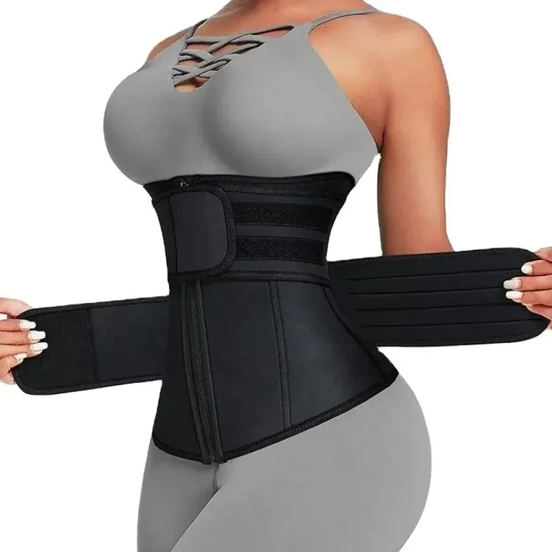 SculptAura™ Zipper Waist Trainer Belt – Black Shapewear