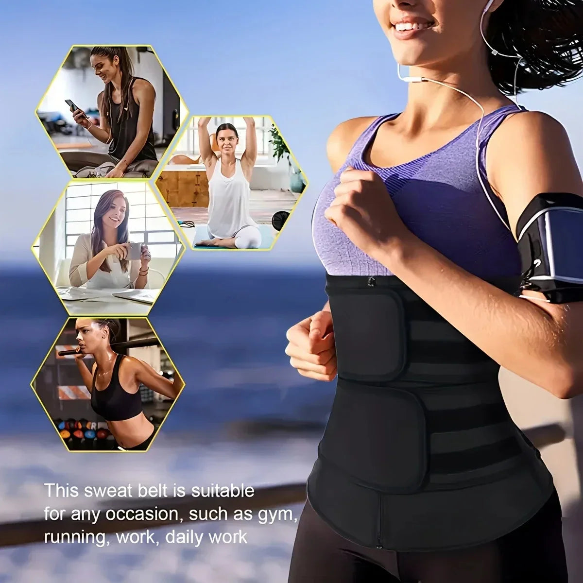 SculptAura™ Zipper Waist Trainer Belt – Black Shapewear