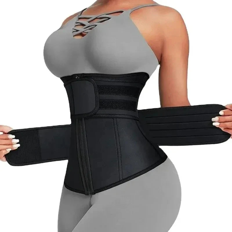 SculptAura™ Zipper Waist Trainer Belt – Black Shapewear