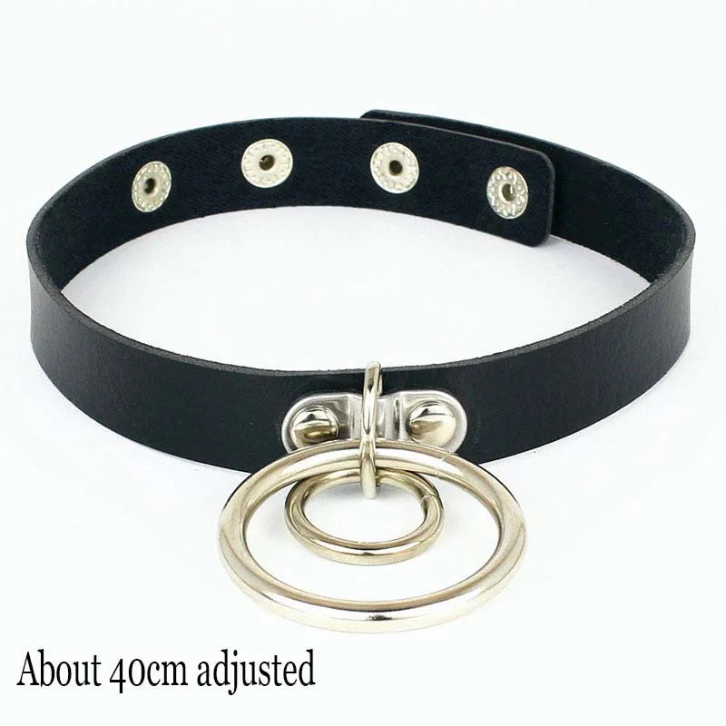 Gothic Bat Heart Lock Punk Choker | Black Leather Collar Necklace