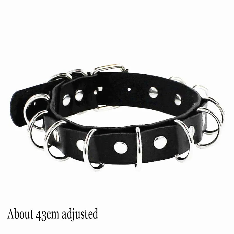 Gothic Bat Heart Lock Punk Choker | Black Leather Collar Necklace