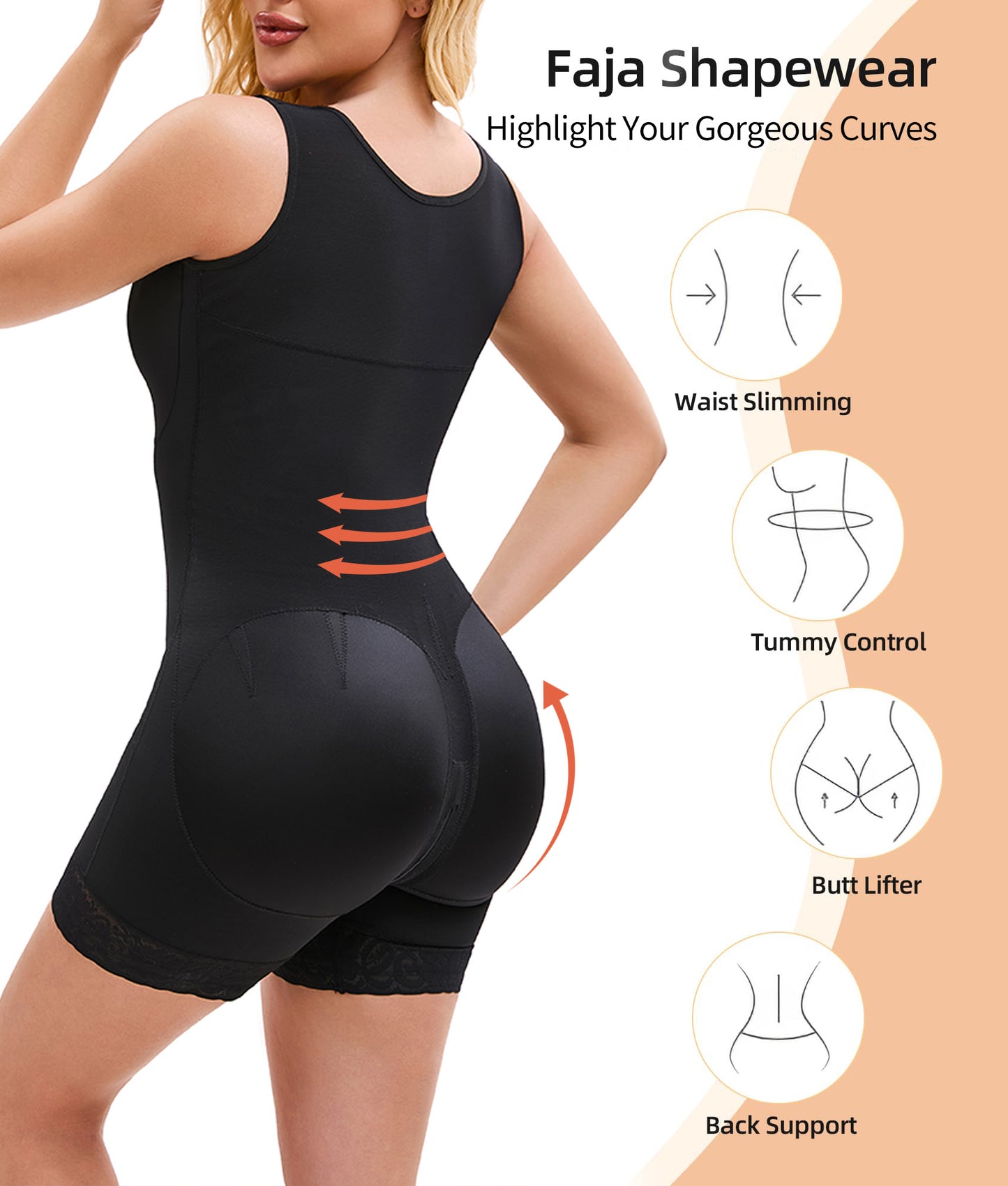 SculptAura™ Full-back Hourglass Shaper – Snached Waist & Butt Lift Faja