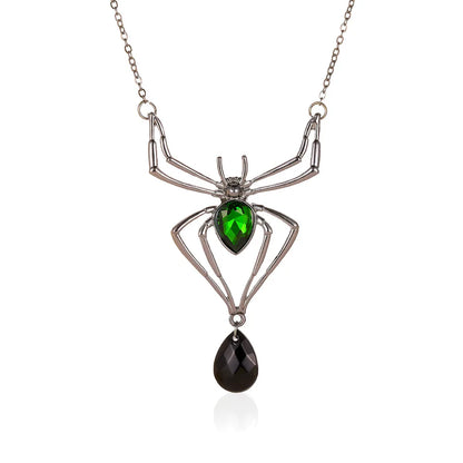 Gothic Crystal Spider Necklace | Vintage Goth Choker Jewelry for Women