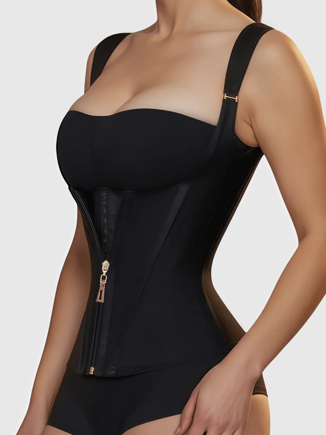 SculptAura™ Latex Waist Trainer Corset – Zipper Tummy Control Body Shaper