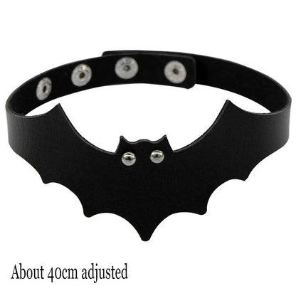 Gothic Bat Heart Lock Punk Choker | Black Leather Collar Necklace