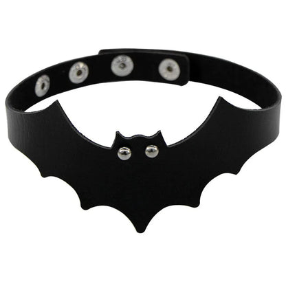 Gothic Bat Heart Lock Punk Choker | Black Leather Collar Necklace