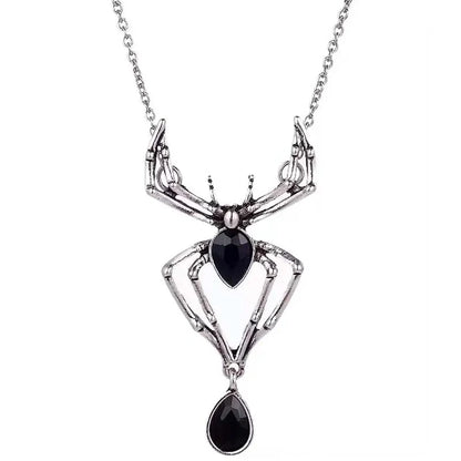 Gothic Crystal Spider Necklace | Vintage Goth Choker Jewelry for Women