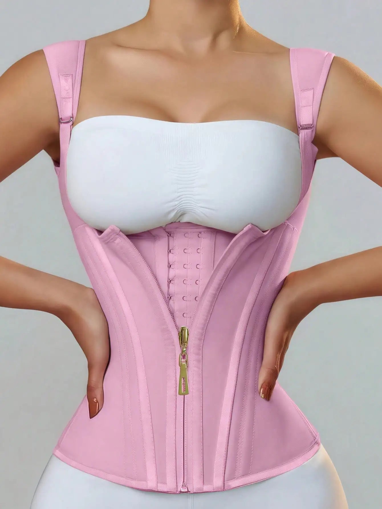 SculptAura™ Latex Waist Trainer Corset – Zipper Tummy Control Body Shaper