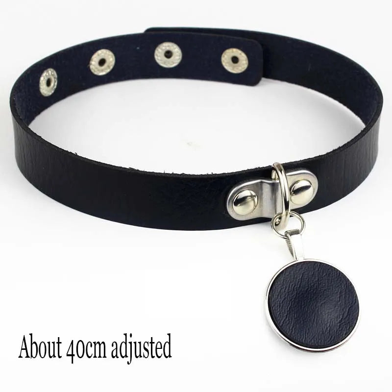 Gothic Bat Heart Lock Punk Choker | Black Leather Collar Necklace