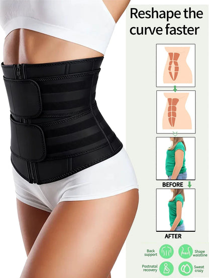SculptAura™ Zipper Waist Trainer Belt – Black Shapewear