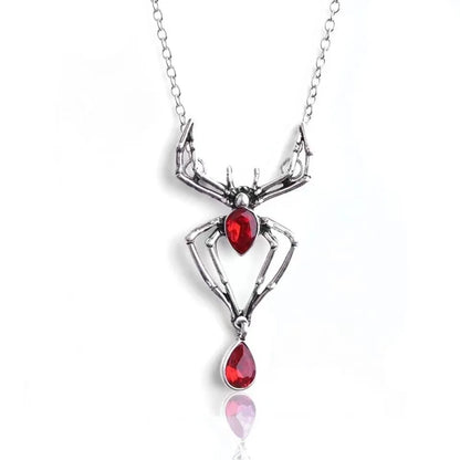 Gothic Crystal Spider Necklace | Vintage Goth Choker Jewelry for Women