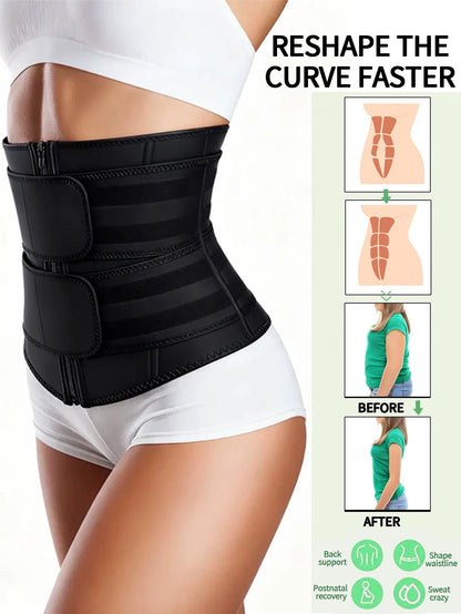 SculptAura™ Zipper Waist Trainer Belt – Black Shapewear