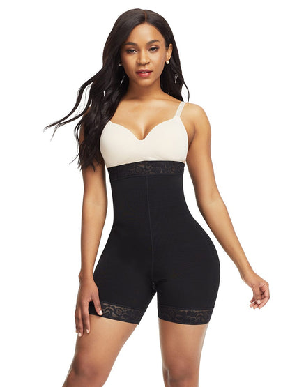 SculptAura™ Lace-Trim High-Waist Shaper Shorts — Tummy Smoothing