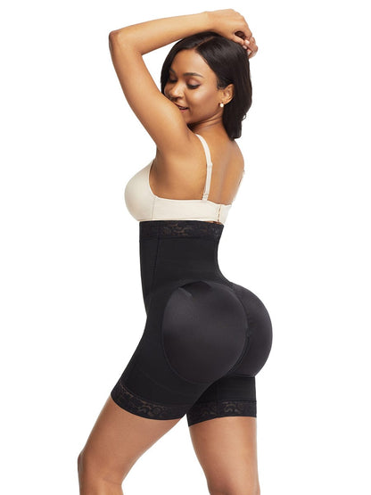 SculptAura™ Lace-Trim High-Waist Shaper Shorts — Tummy Smoothing