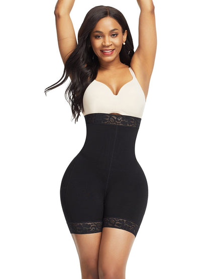 SculptAura™ Lace-Trim High-Waist Shaper Shorts — Tummy Smoothing