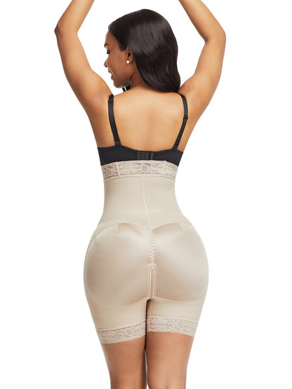 SculptAura™ Lace-Trim High-Waist Shaper Shorts — Tummy Smoothing
